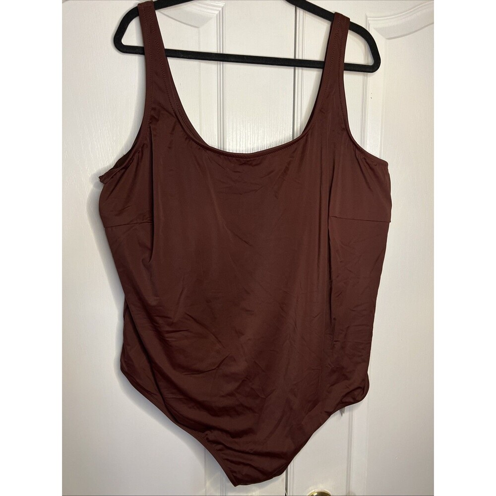 NWOT Amazon Essentials Bathing Swim Suit Plus Size 5X Brown One Piece Stretch